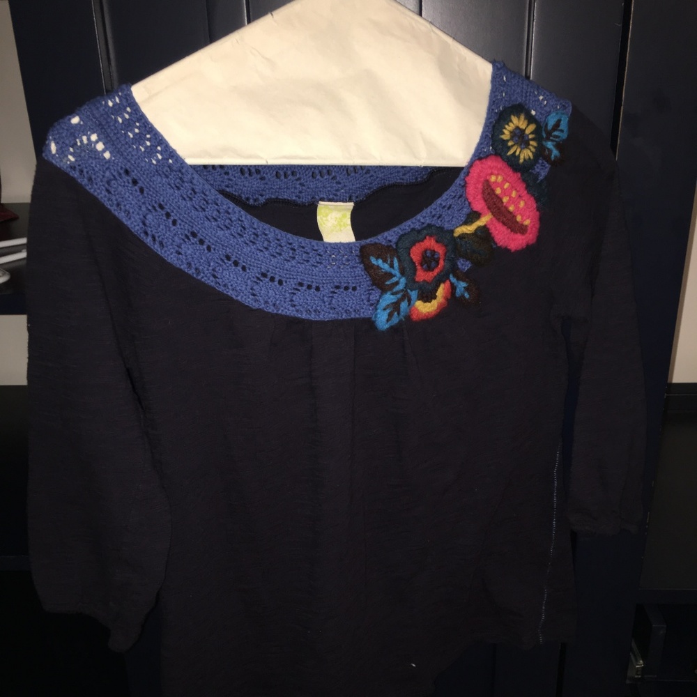Anthropologie Navy blue shirt, Size XS